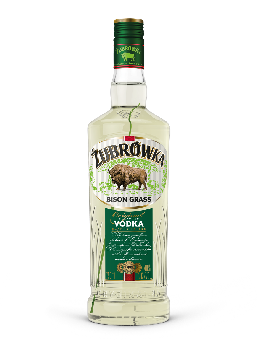 Żubrówka Bison Grass Vodka, approved U.S. bottle